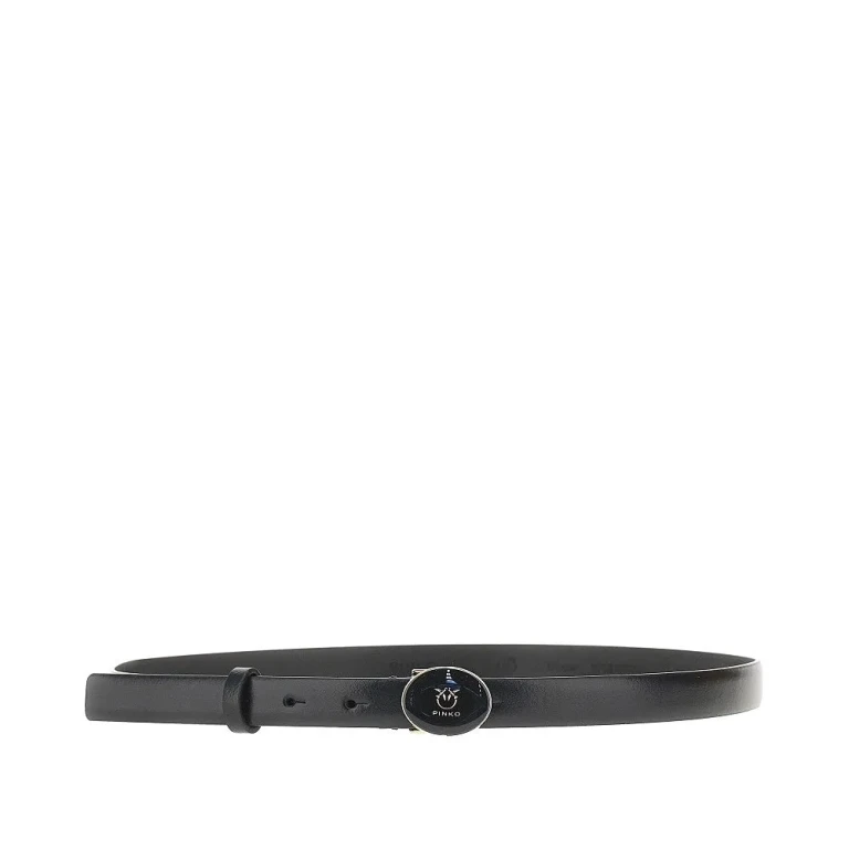 PINKO Leather belt with enameled buckle Woman XS