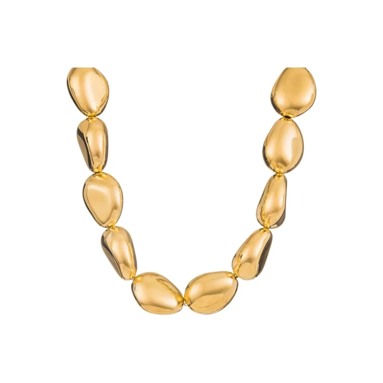 Federica Tosi Lace Stone Necklace In Gold Metal With Natural Stones