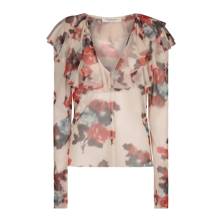 Philosophy di Lorenzo Serafini Printed Frill Blouse