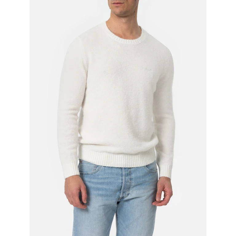 Mc2 Saint Barth Regent Stretch Sweater Off White Solid Color - Men