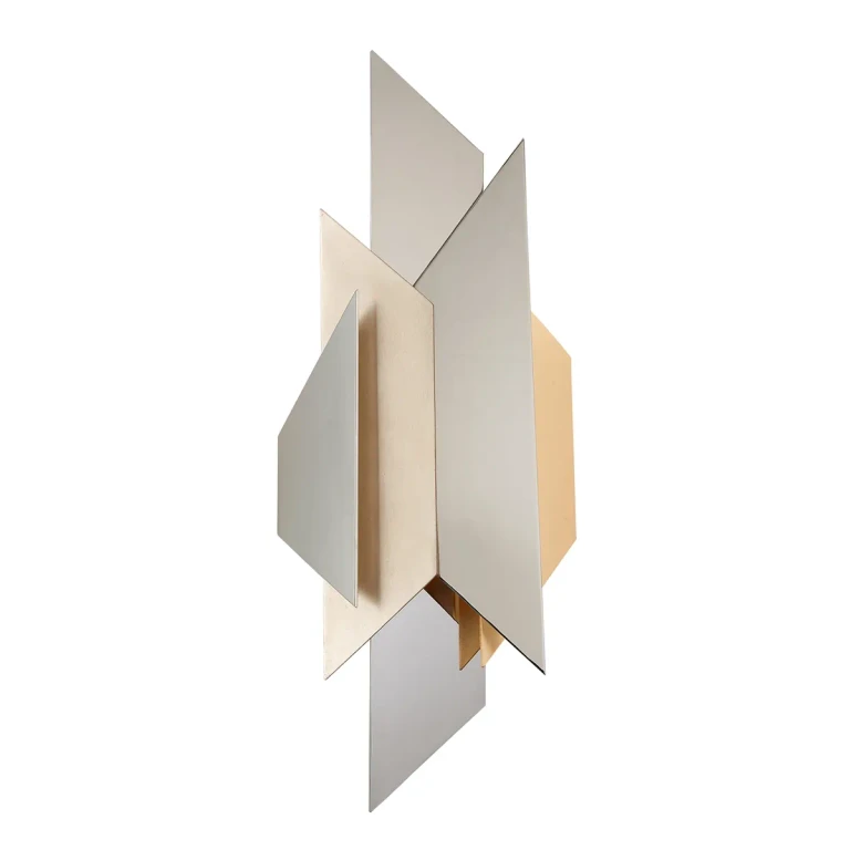 Modernist 2-Light Wall Sconce in Pol Ss W Silver with Gold Leaf
