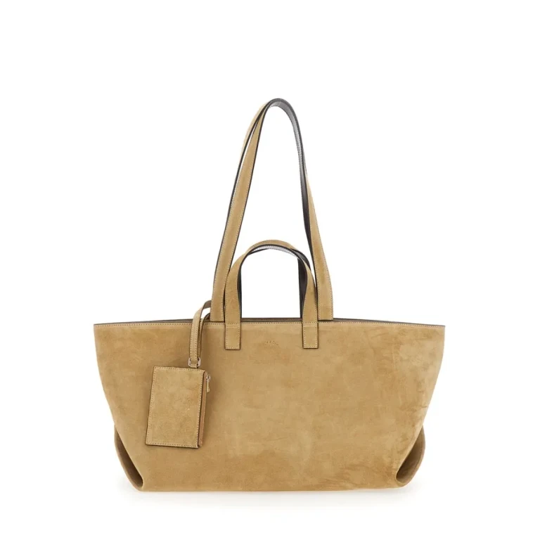 A. P.C. le Drummer Beige Shopper With Four Handles And Logo Lettering On The Front In Suede Women