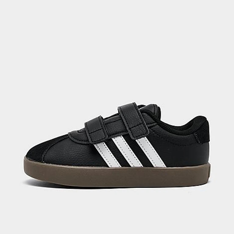 adidas 大童幼儿 VL Court 3.0 钩环扣休闲鞋 Cloud White/Core Black/Grey One