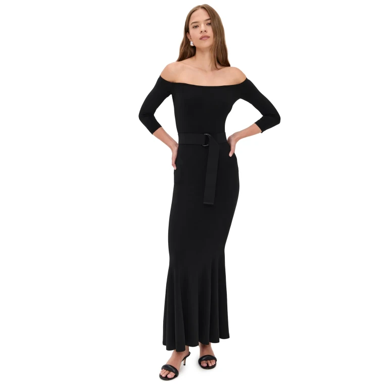 Norma Kamali Kamali Kulture Off Shoulder Fishtail Gown Black S