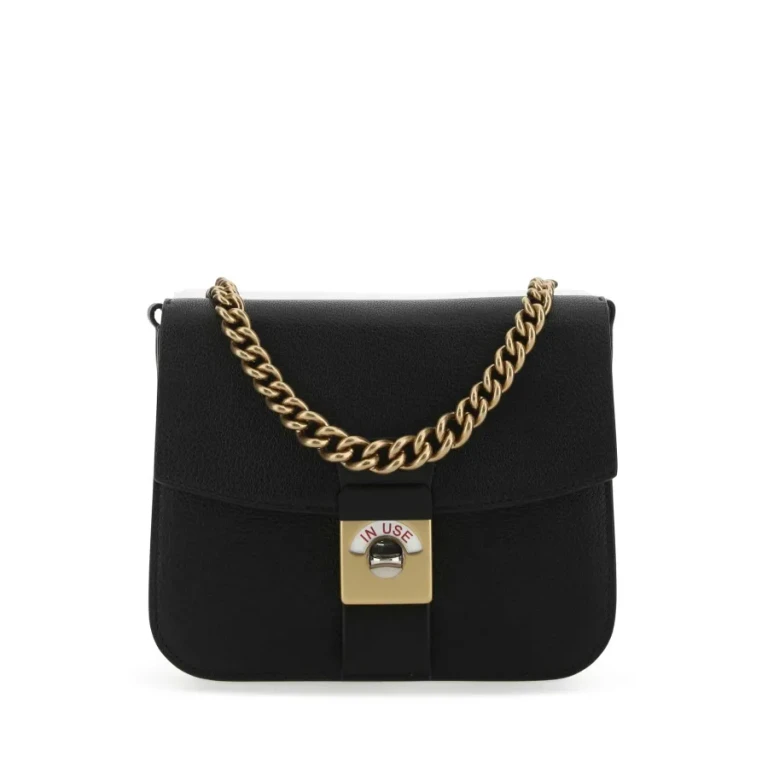 Maison Margiela Two-tone Leather And Cotton New Lock Square Handbag
