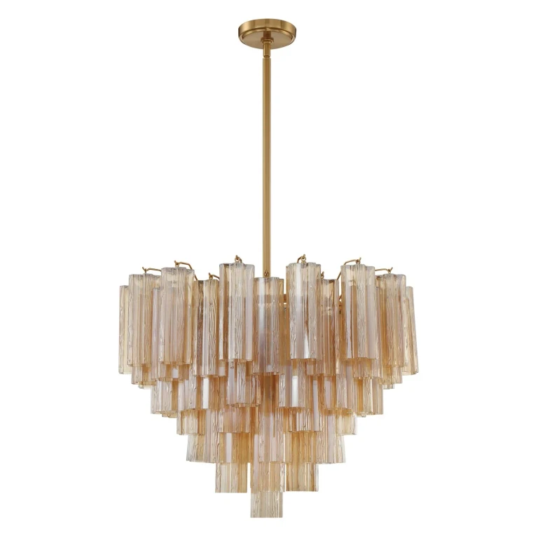 Aged Brass 12 Light Chandelier from the Addis Collection
