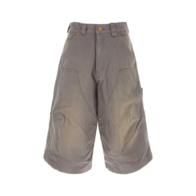 Willy Chavarria Grey Denim Stockton Bermuda Shorts Concrete Exterior: Cotton - Men