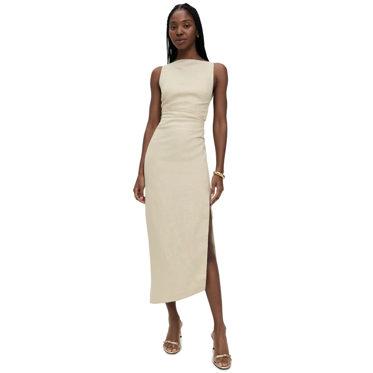 SIR. Raquel Midi Dress Wheat 2