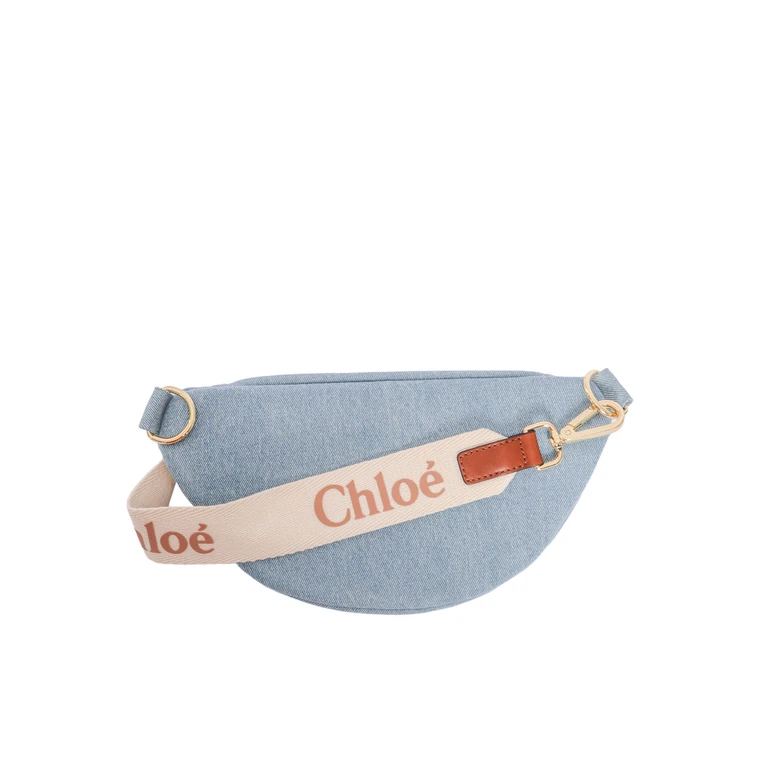 Chloé WAIST BAG Light Blue Cotton Fabric 2 Belt