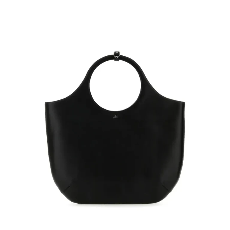 CourrÃ¨ges Black Leather Large Holy Handbag