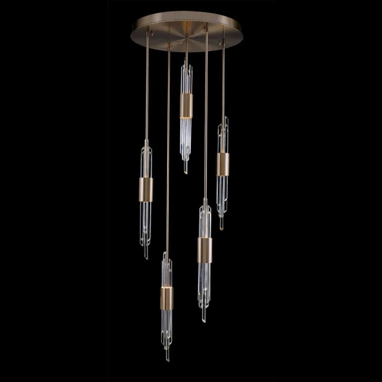 Brushed Champagne Gold LED Foyer Pendant from the Lucca Collection