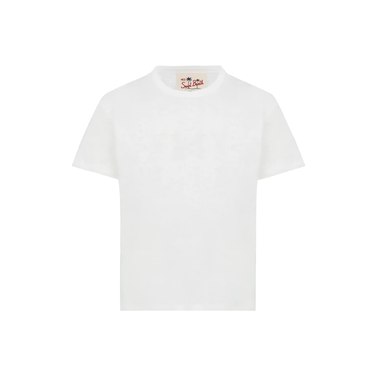 Mc2 Saint Barth Alex Kid White Linen Jersey T-Shirt