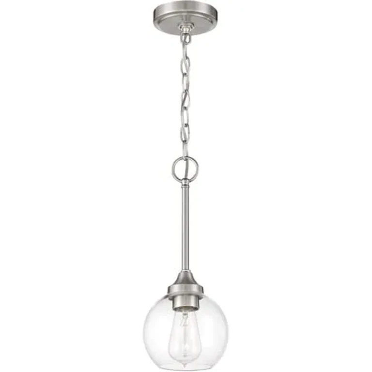 Brushed Polished Nickel One Light Mini Pendant from the Glenda Collection