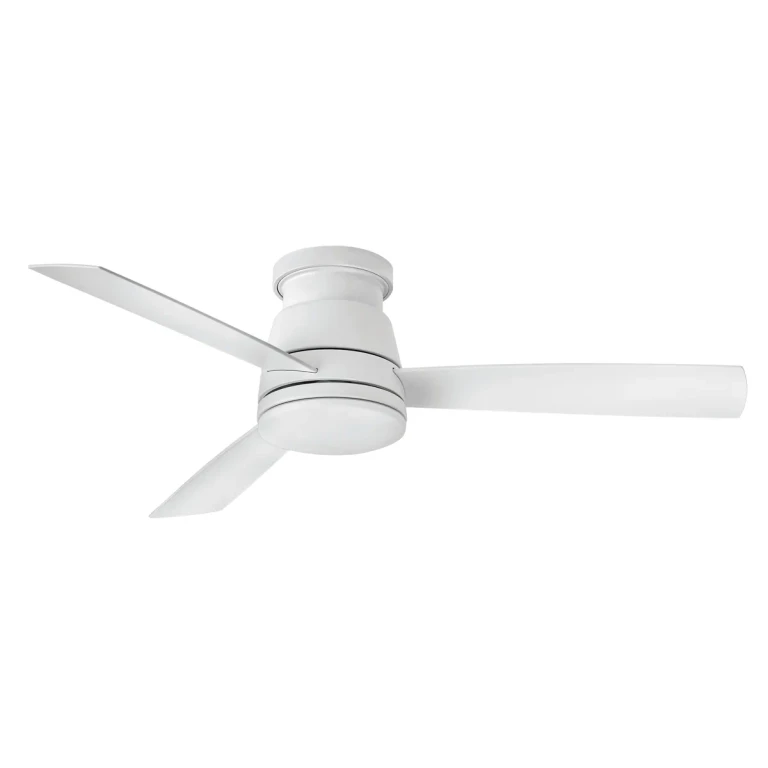 Trey LED 52" Indoor/Outdoor Flush Mount Ceiling Fan in Matte White