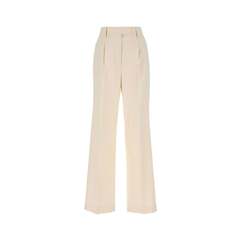Ivory Cotton Wide-Leg Pant Brown Exterior: Pantaloni - Women