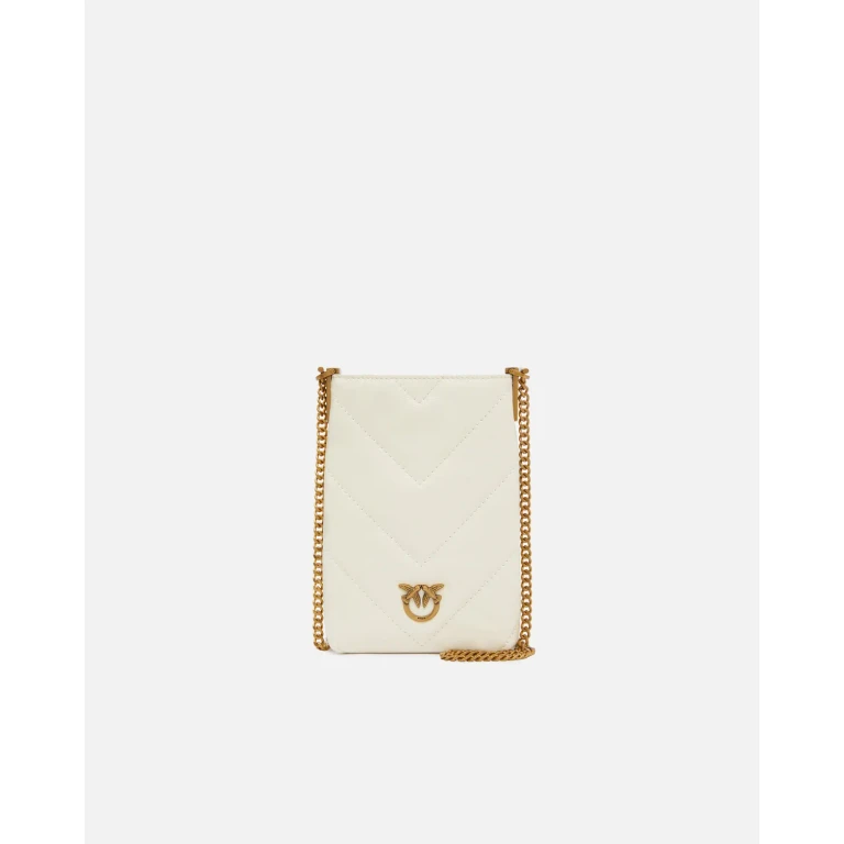 Pinko - Pochette à bandoulière pour smartphone en cuir à chevrons