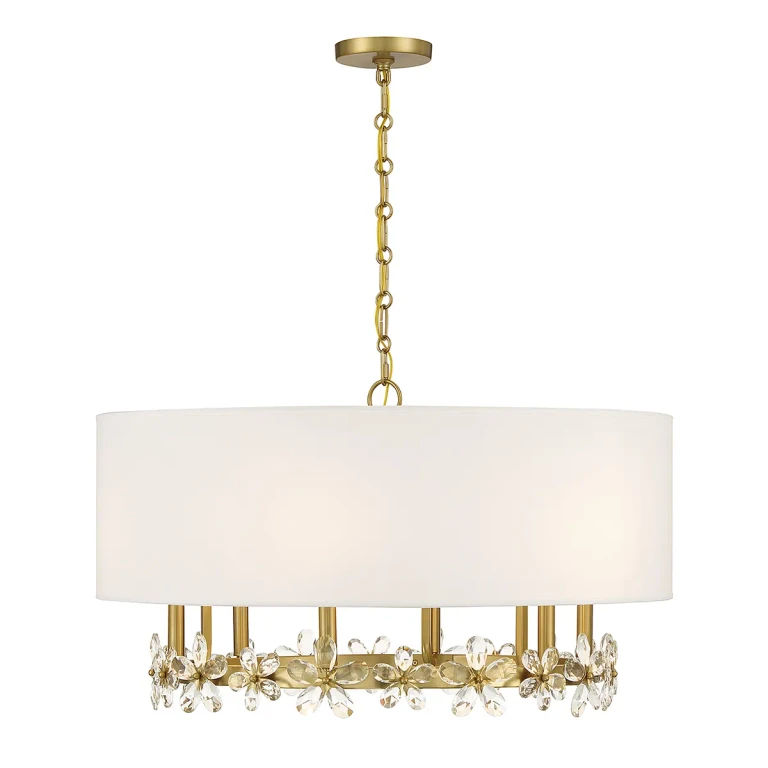 Warm Brass Six Light Pendant from the Dahlia Collection