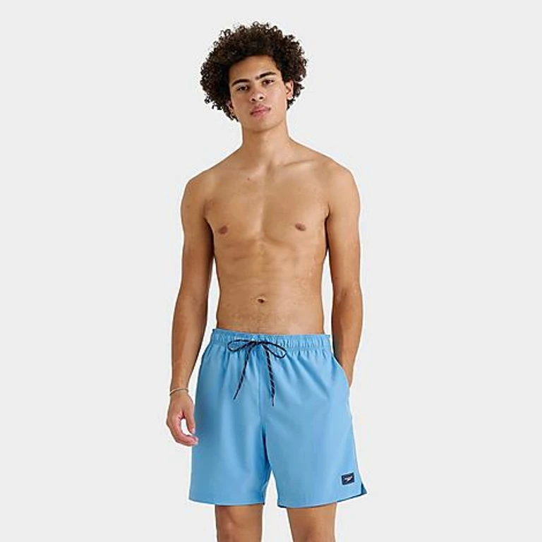 Speedo Men's Redondo Edge Solid Volley Swim Shorts in Light Blue Size: Small