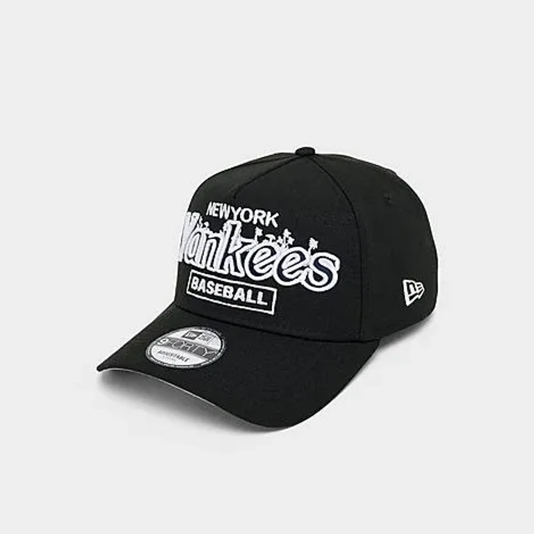 New Era New York Yankees MLB 9FORTY A-Frame Snapback Hat in Black/Navy