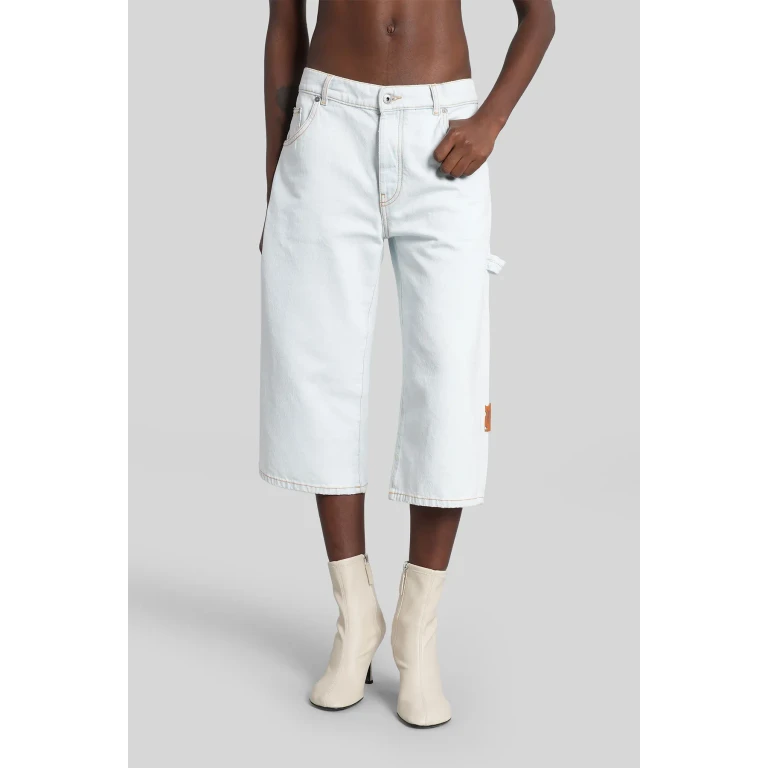 Off-White Jeans In Cyan Cotton