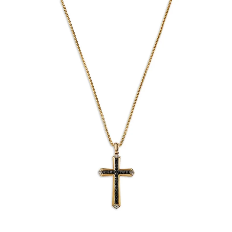 Men's Diamond Cross Pendant Necklace in 14K Yellow Gold, 0.50 tcw