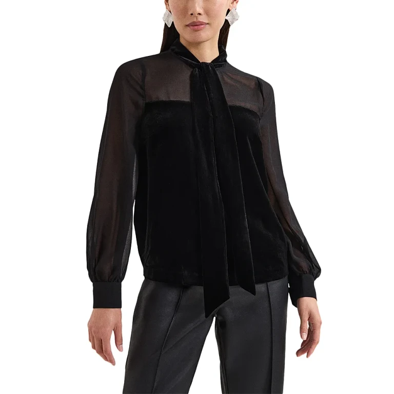 Phase Eight Raye Velvet Bow Neck Blouse