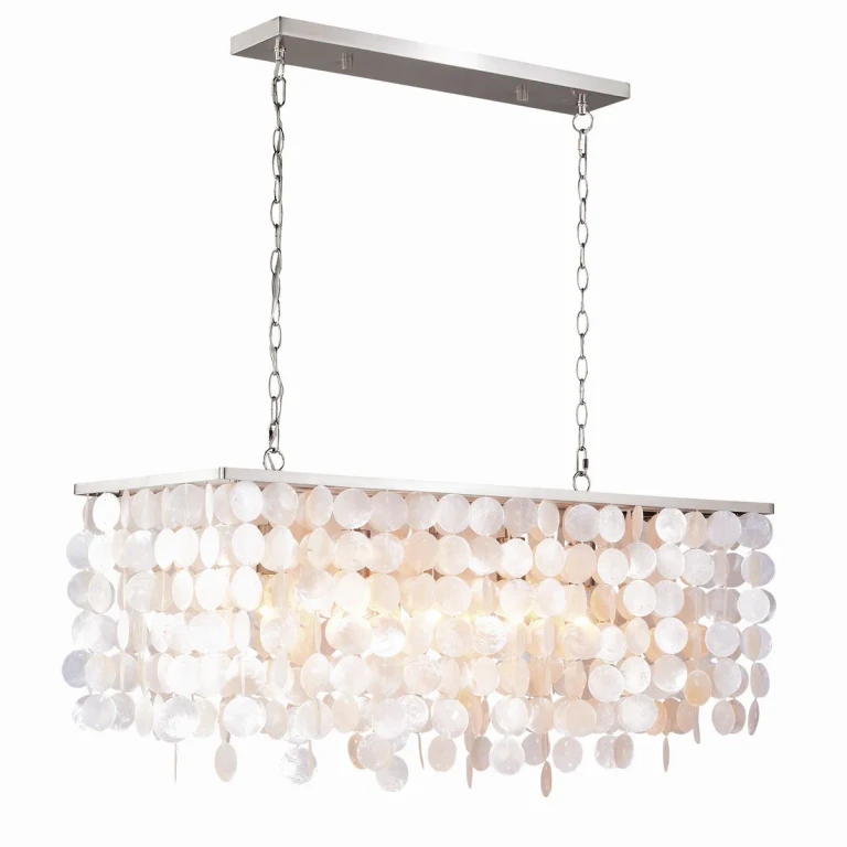 Satin Nickel Five Light Linear Chandelier from the Elsa Collection