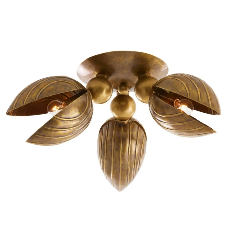 Vintage Brass Flush Mount from the Inessa Collection