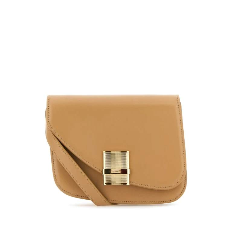 Bolsa tiracolo Ferragamo Fiamma S em pele bege