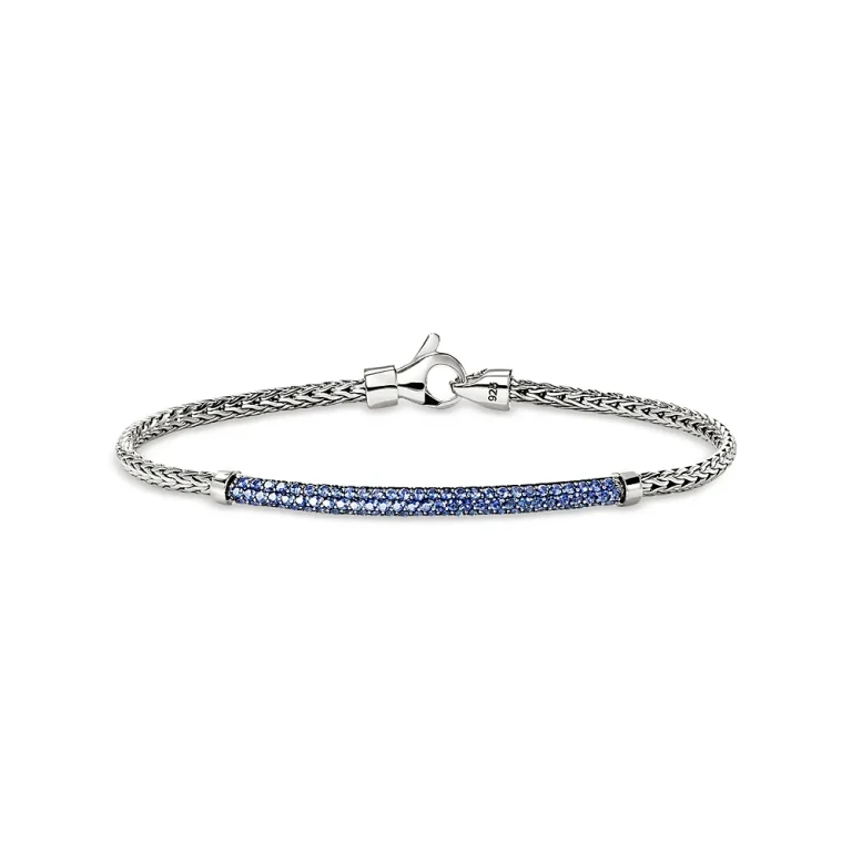 John Hardy Sterling Silver Jh Essentials Blue Sapphire Pave Link Bracelet