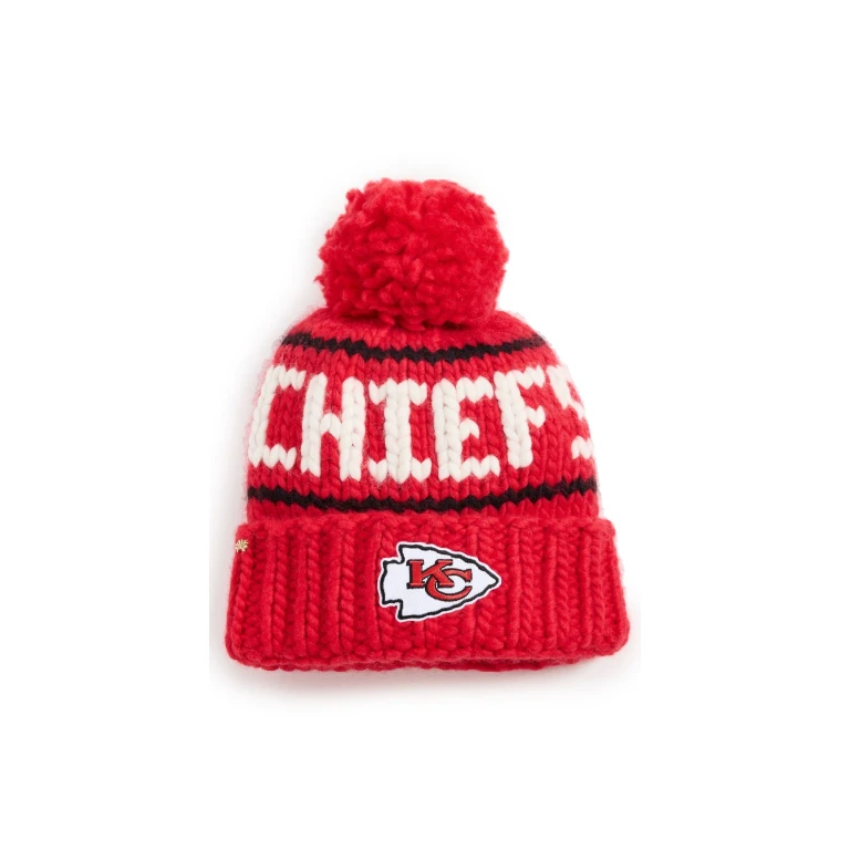 Lele Sadoughi Red Chiefs Beanie with Yarn Pom Pom Red One Size