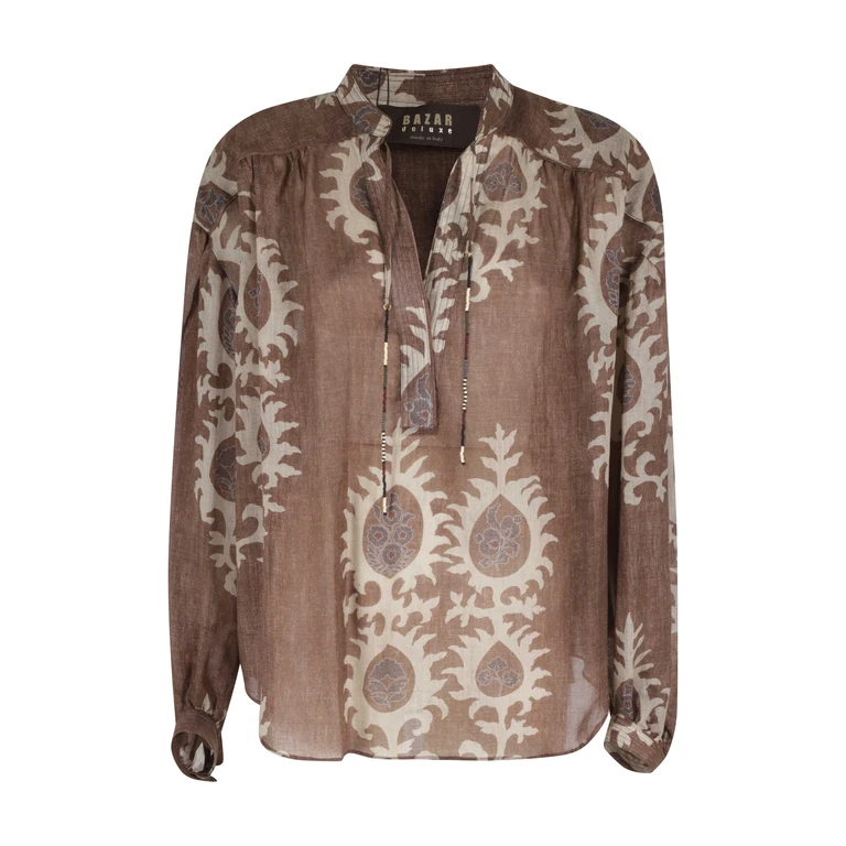 Bazar Deluxe Camicia Brown Lyocel Ramie - Women