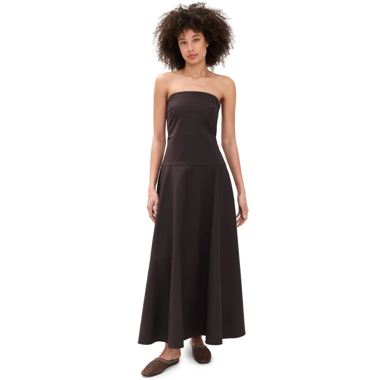 St. Agni Strapless Rouleau Dress Bark XS