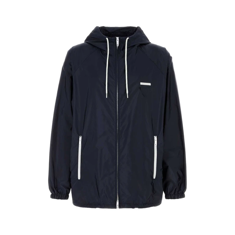 Prada Navy Blue Re-Nylon Wind Breaker Blu Poliammidericiclata Giubbini - Men