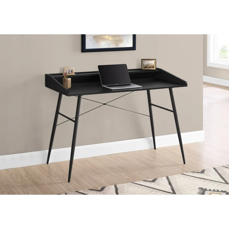 Mid-Century Modern 48 Inch Black Computer Desk