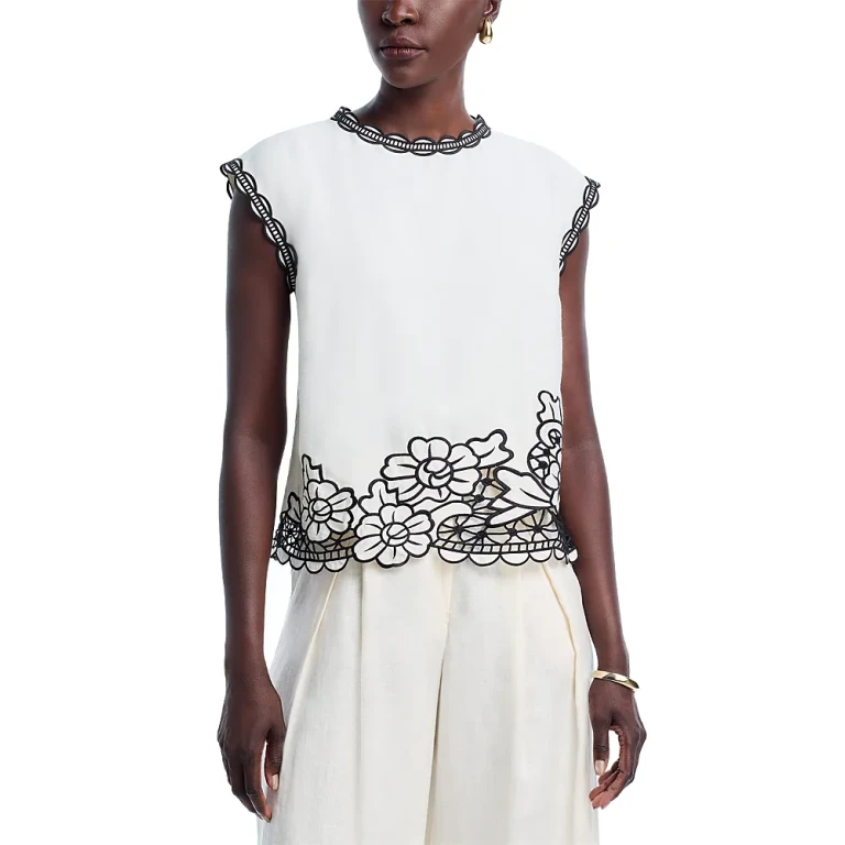 Elie Tahari The Poppy Embroidered Top