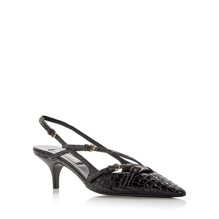 Miu Miu Donna Croc Embossed Pointed Toe Pumps
