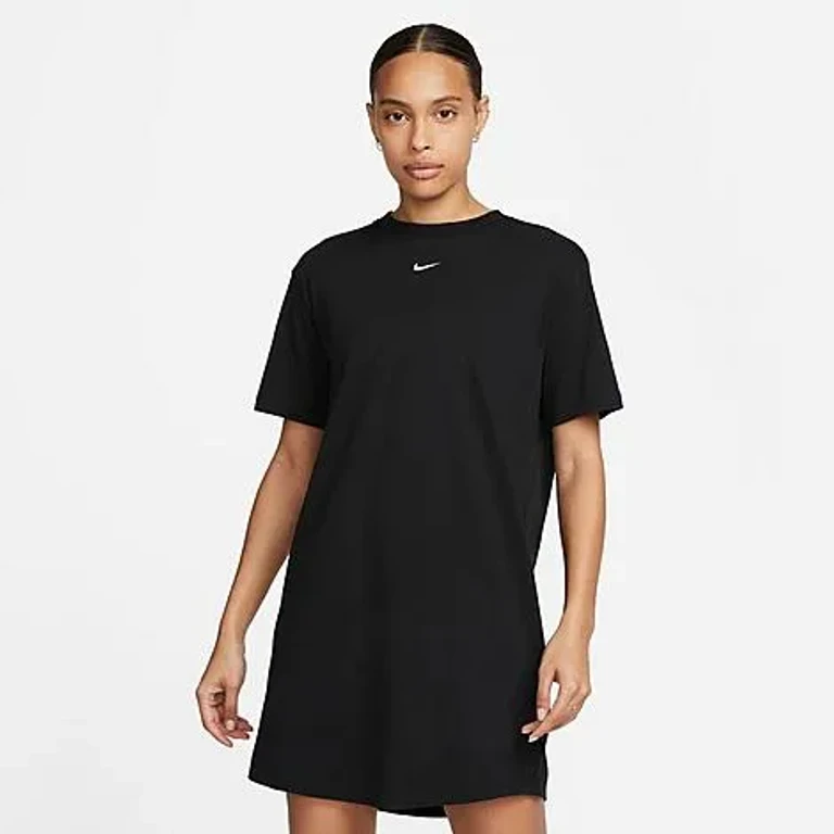 Nike Women's Sportswear Essential Short-Sleeve T-Shirt Dress in Mink Brown/Mink Brown Size: XS