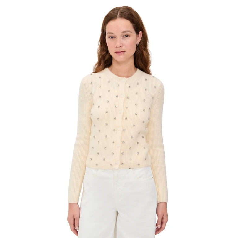 DAZE Muse Embellished Cardigan Ivory S