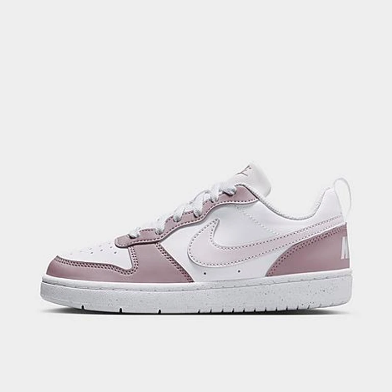 Nike Big Kids Court Borough Low Recraft Casual Shoes in White/Plum Fog/White Size: 3.5