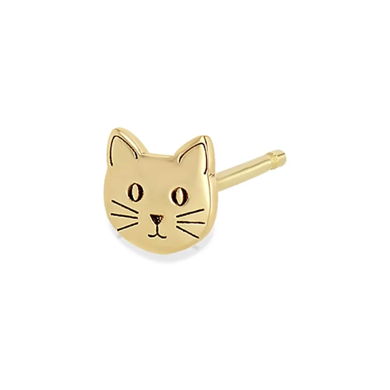 Zoe Chicco 14K Yellow Itty Bitty Symbols Cat Single Stud Earring