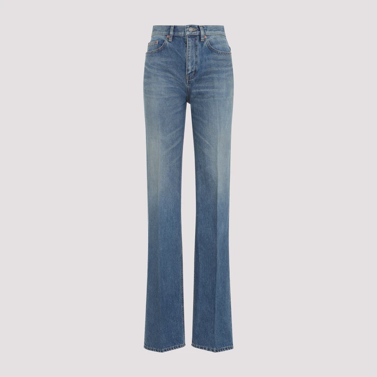 Saint Laurent Yves Jeans Blue Cotton - Women
