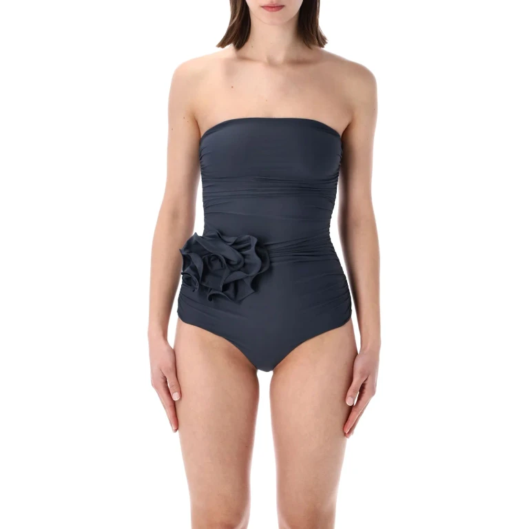 Magda Butrym Flower Appliqué Strapless Swimsuit