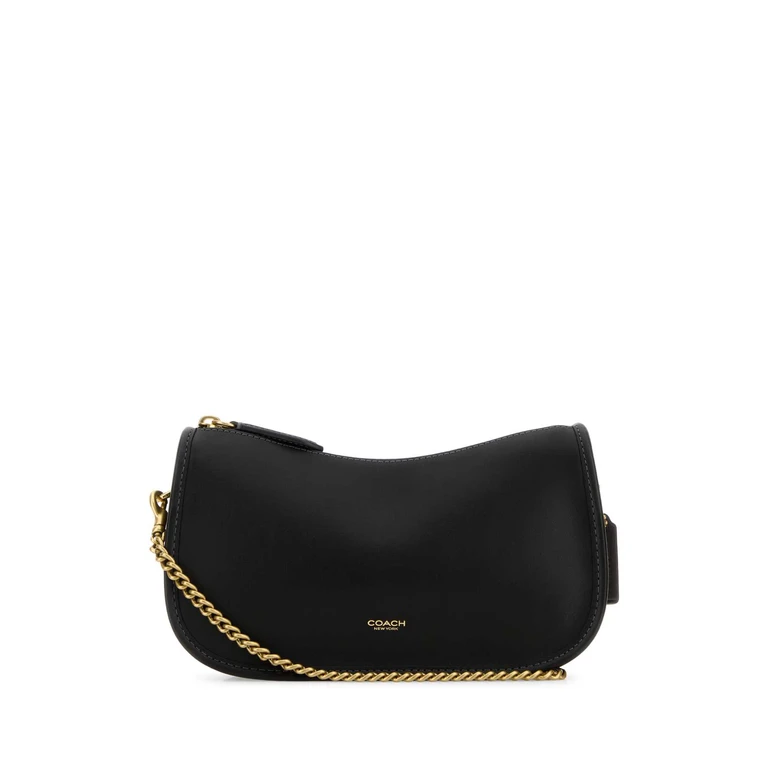 Coach New York Black Leather Waverly Shoulder Bag Cowleather Borse A Tracolla - Women