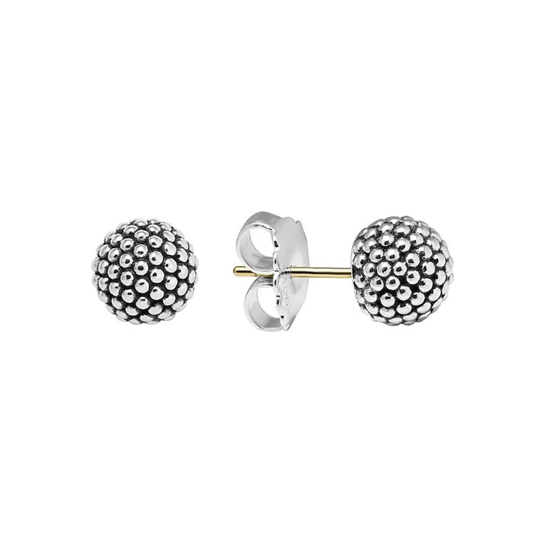 Lagos Sterling Silver Beaded Earrings, 10mm