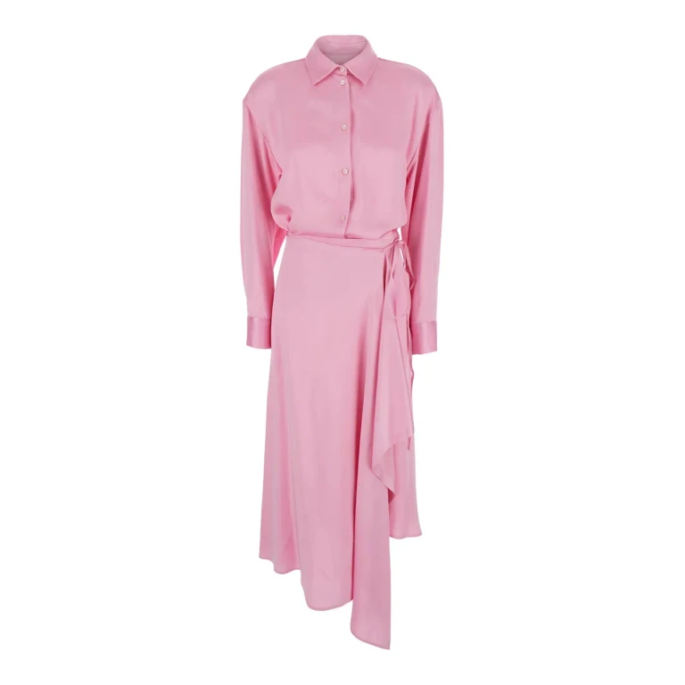 MSGM Dress dress Pink With V-neck And Long Sleeves In Viscose Women