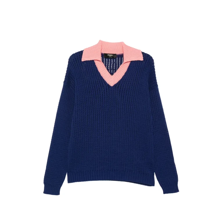 Fendi V-neck Collared Sweater