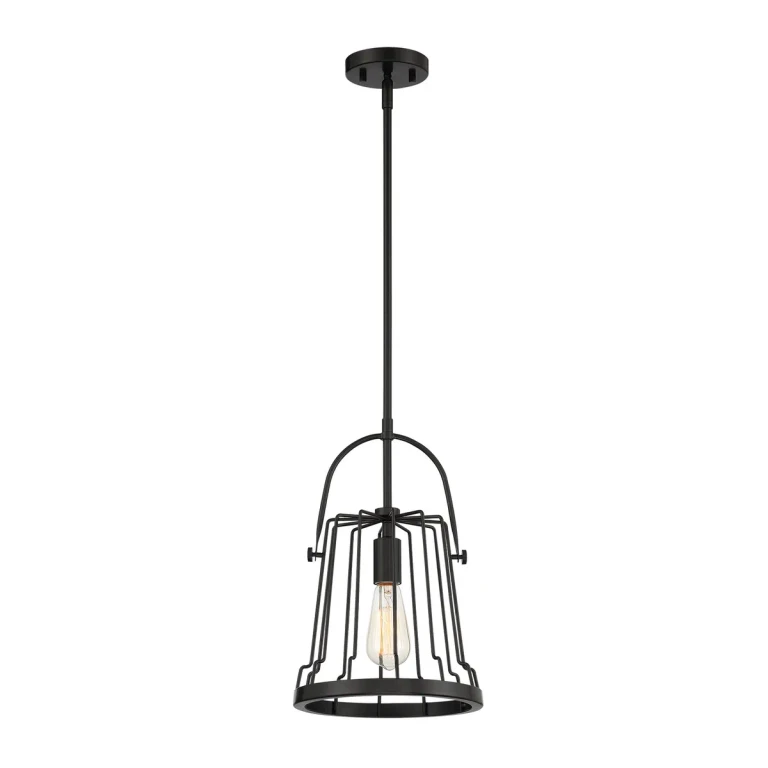 Matte Black One Light Pendant from the Alba Collection