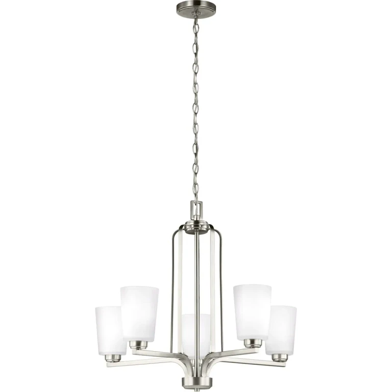 Brushed Nickel Five Light Chandelier from the Franport Collection