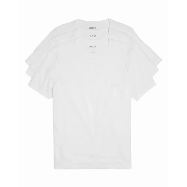 Boss Classic Cotton Regular Fit Logo Crewneck Tees, Pack of 3